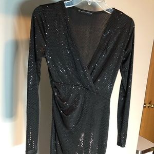 Black sequin part dress